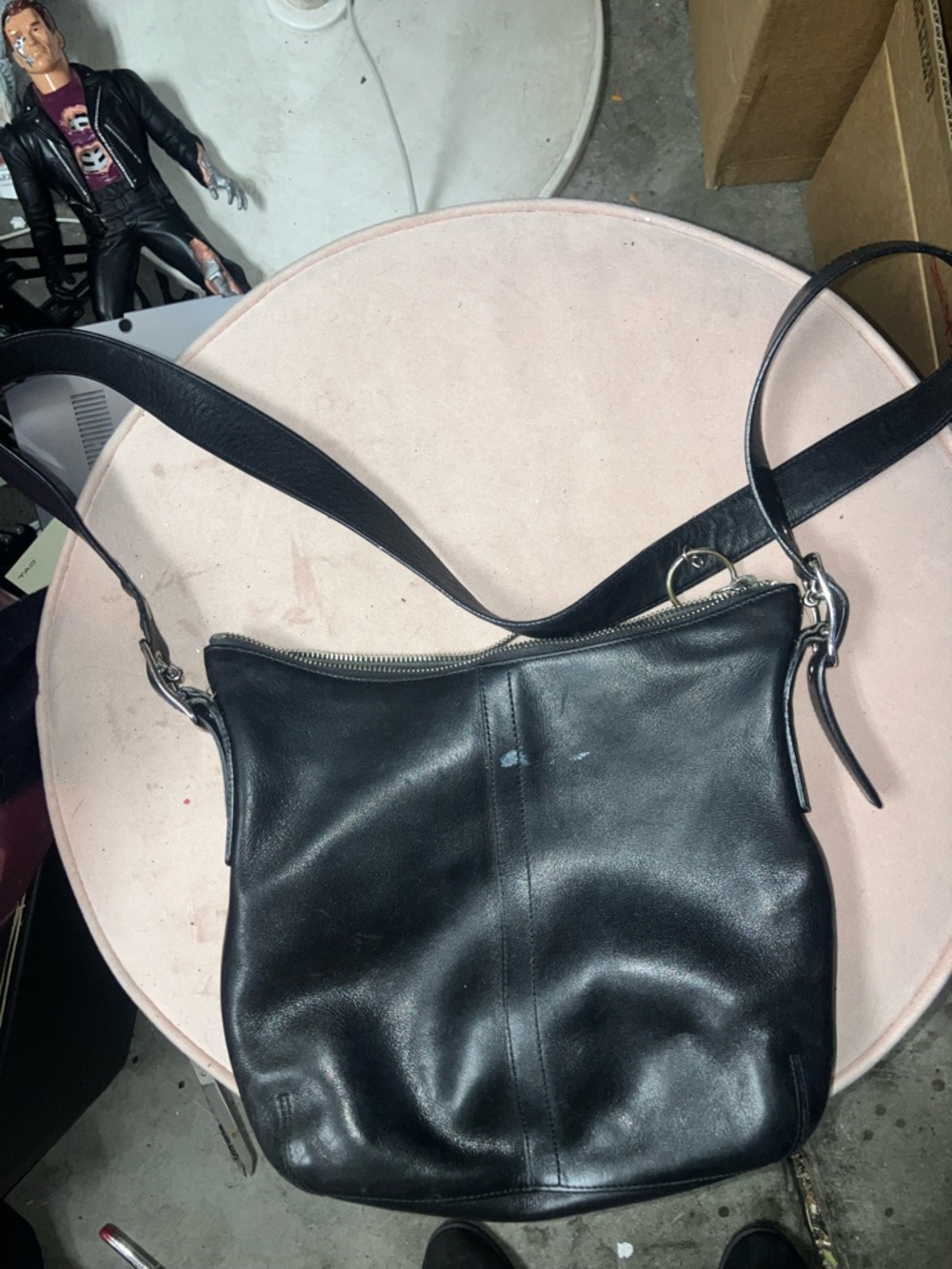 Classic Black Leather Shoulder Bag